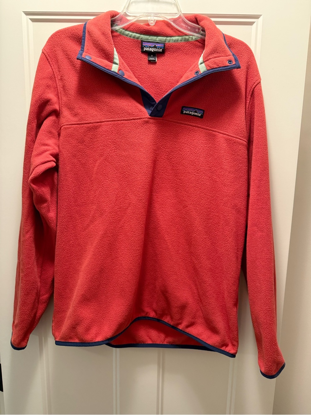 Patagonia Coral Quarter-Zip Fleece with Navy Trim